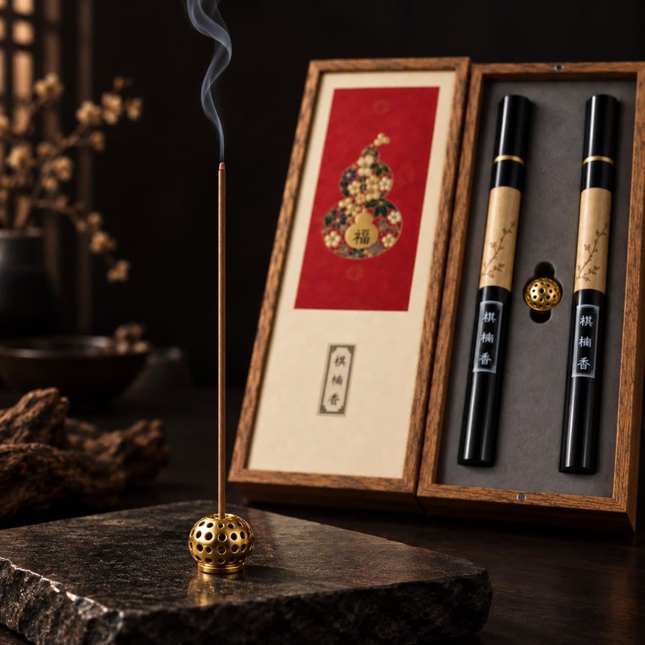 棋楠線香禮盒（雙管）A