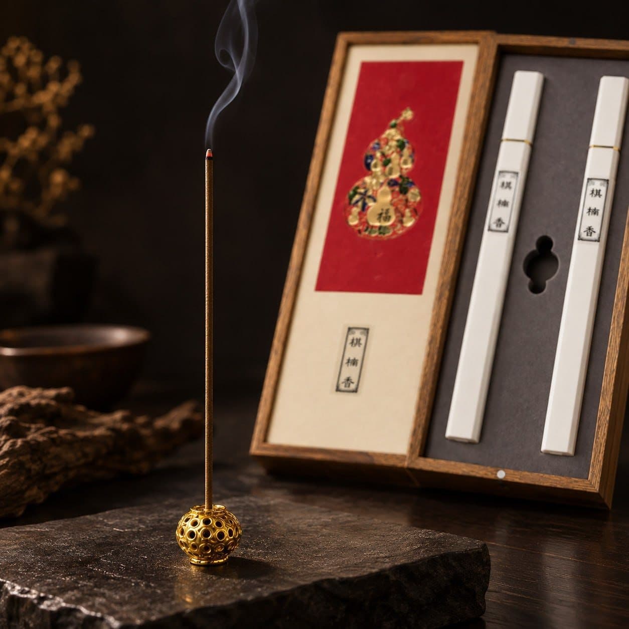 棋楠線香禮盒（雙管）B